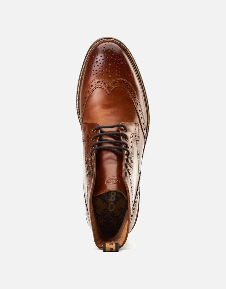 London Bristol Leather Men's Burnt Tan Brogues Shoes