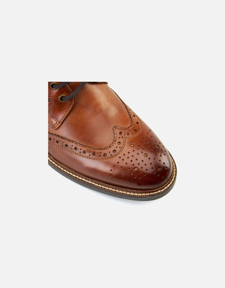 London Bristol Leather Men's Burnt Tan Brogues Shoes