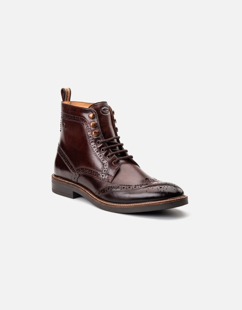 London Bristol Leather Men's Burnt Brown Brogues Shoes