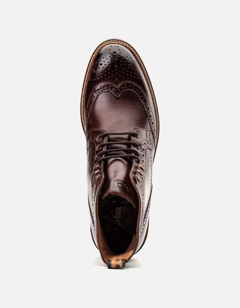 London Bristol Leather Men's Burnt Brown Brogues Shoes