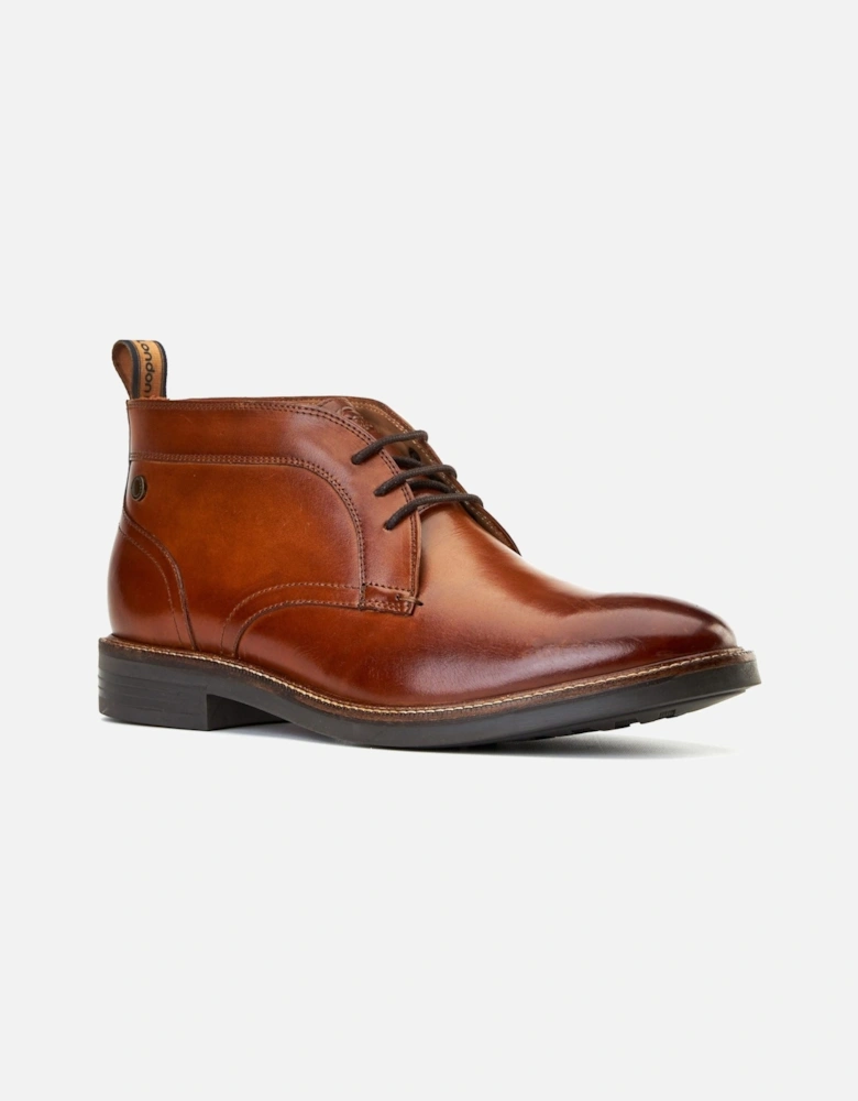 London Lincoln Leather Men's Burnt Tan Ankle Boots