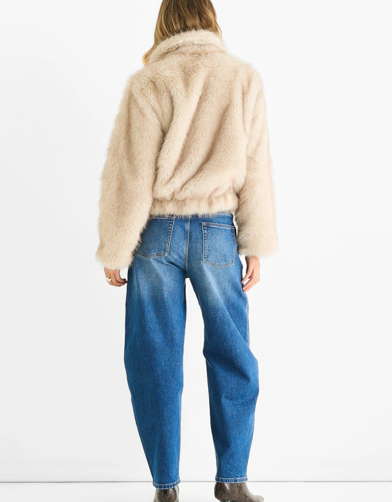 Beige Premium Ombre  Faux Fur Jacket