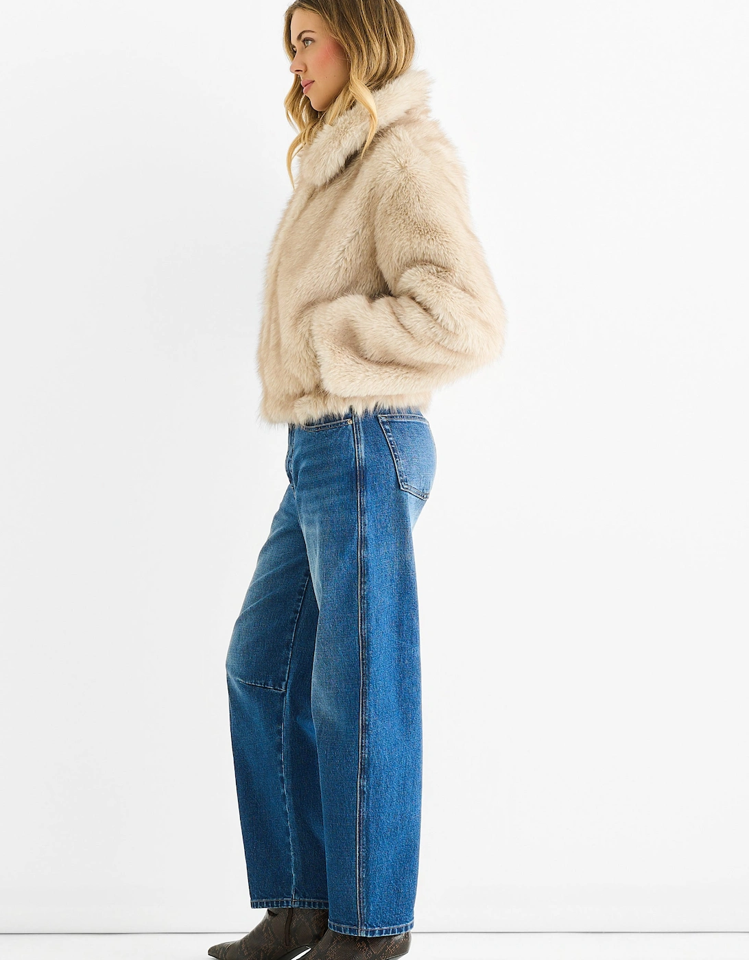Beige Premium Ombre  Faux Fur Jacket