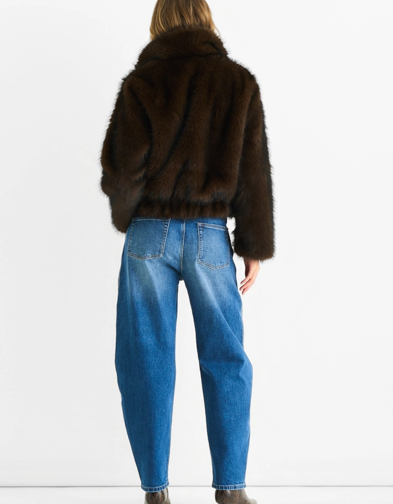 Coffee Premium Ombre  Faux Fur Jacket