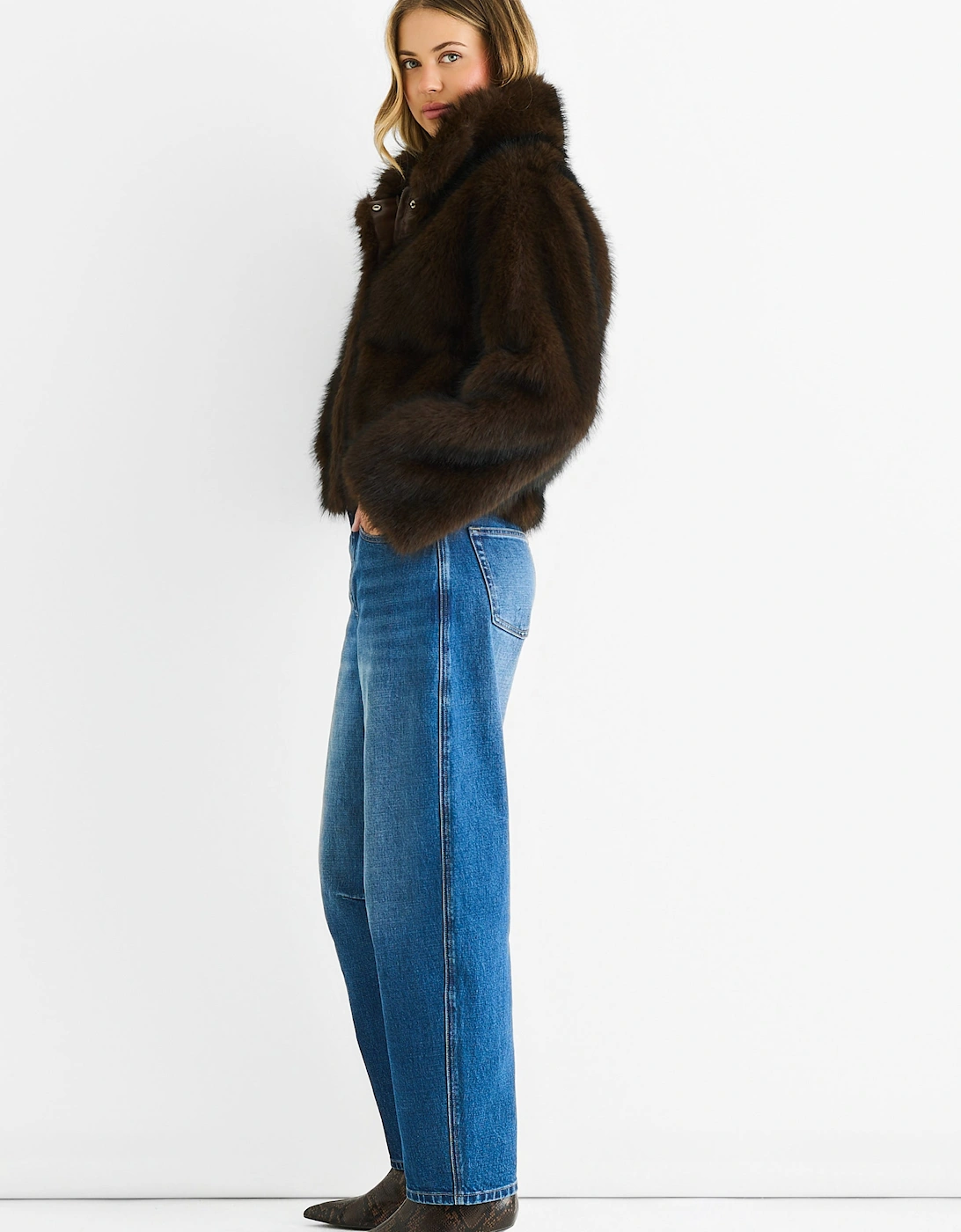 Coffee Premium Ombre  Faux Fur Jacket