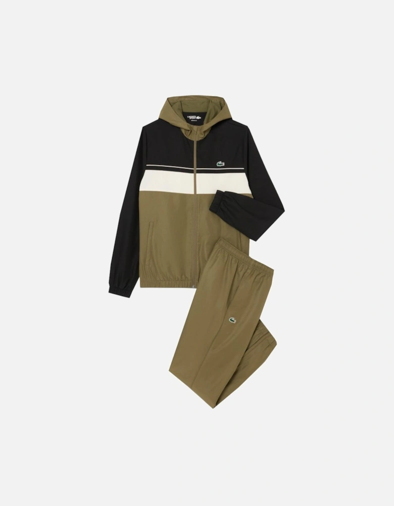 Men's White, Black and Khaki colour block Tracksuit