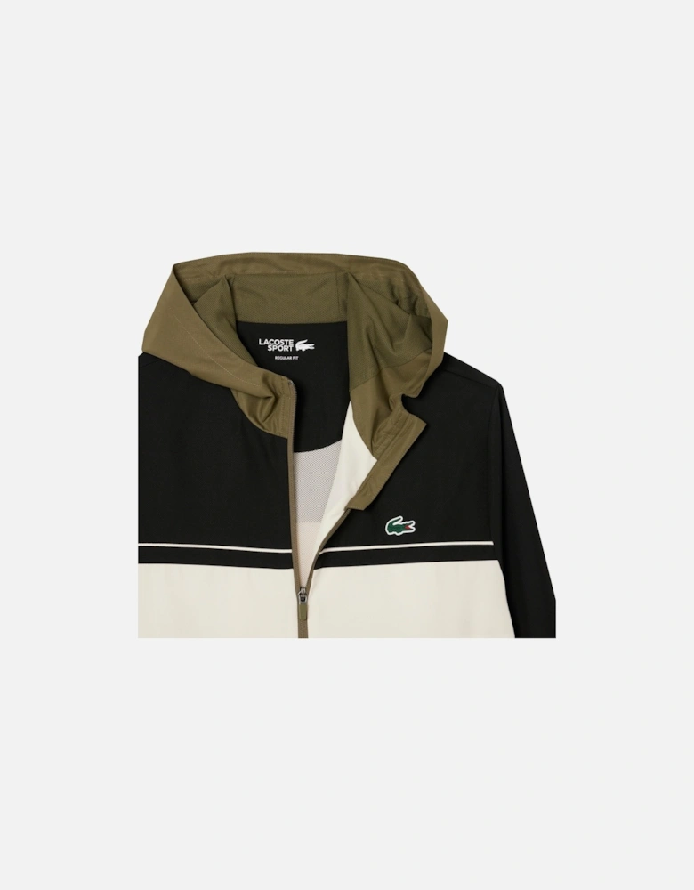Men's White, Black and Khaki colour block Tracksuit