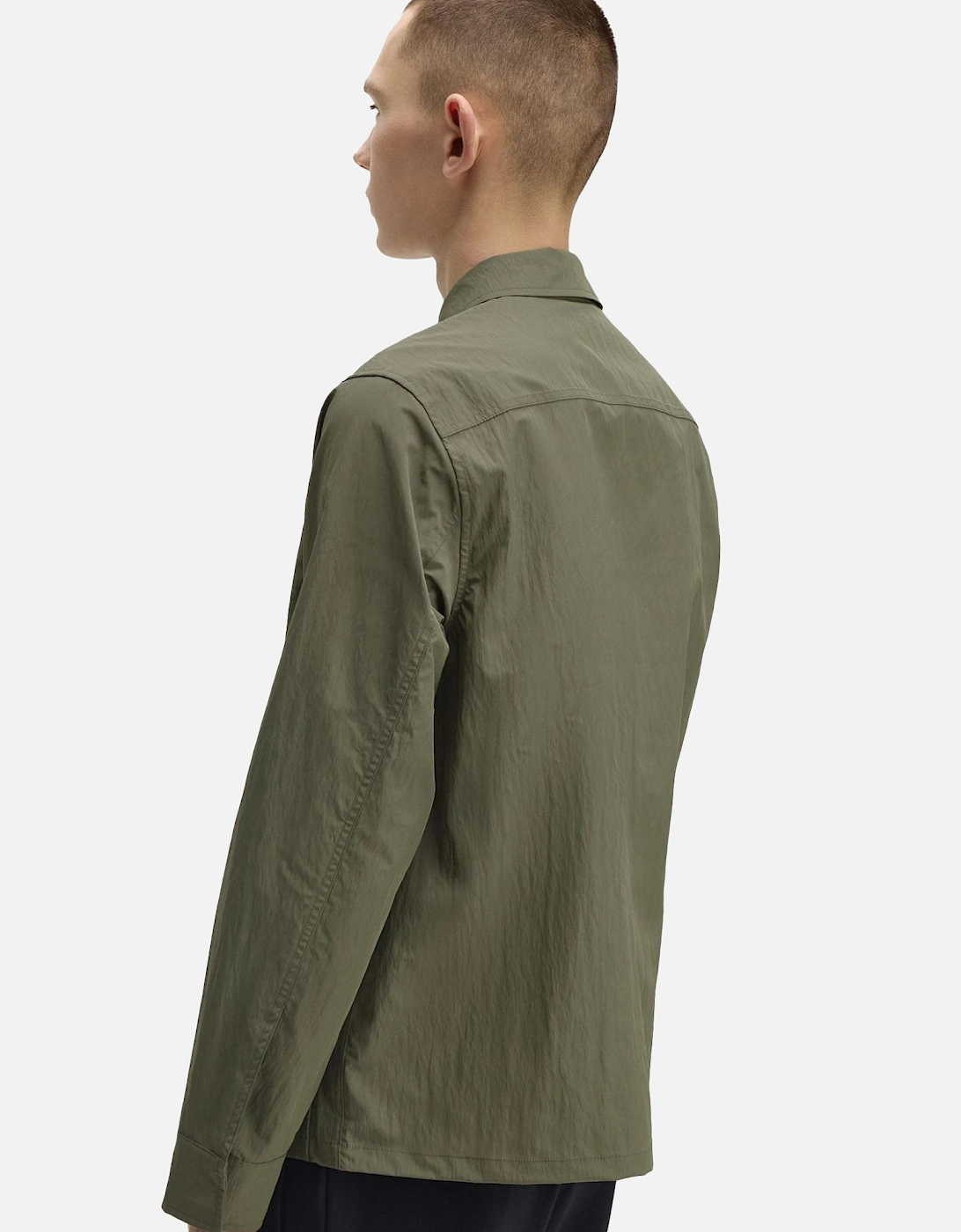Textured Zip-Through Overshirt Laurel Wreath Green