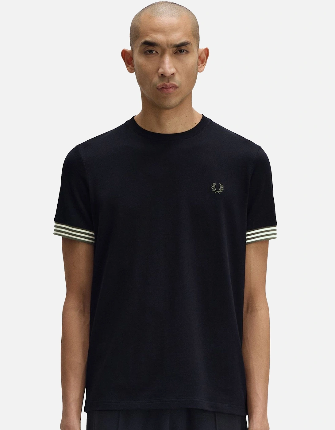 Striped Cuff T-Shirt Black
