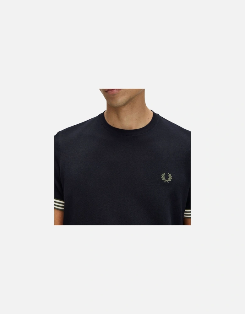 Striped Cuff T-Shirt Black