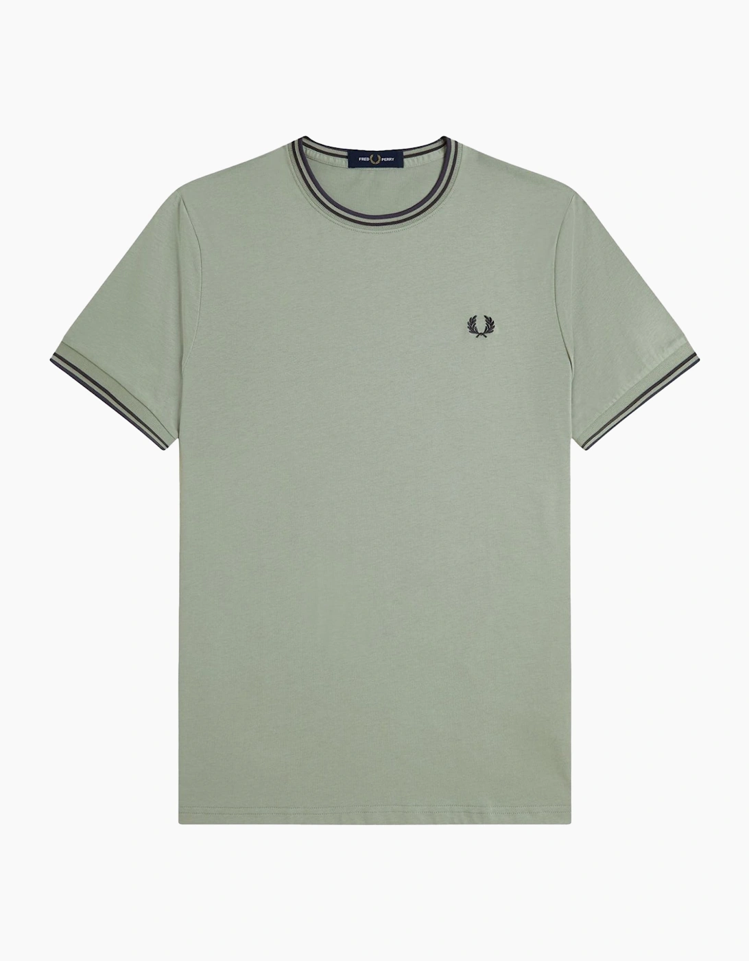 Men's Fred Perry Twin Tipped T-Shirt Bay Leaf/Dark Airforce /Tennis Blue - Tan - Size: 38
