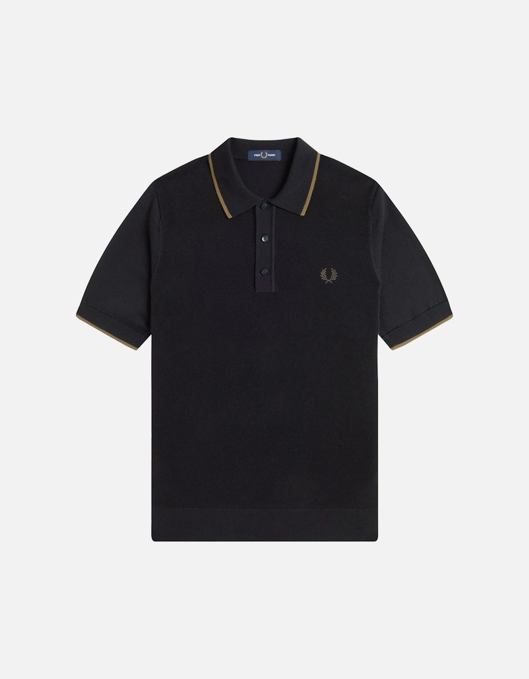 Pique Stitch Knitted Polo Shirt Black, 5 of 4