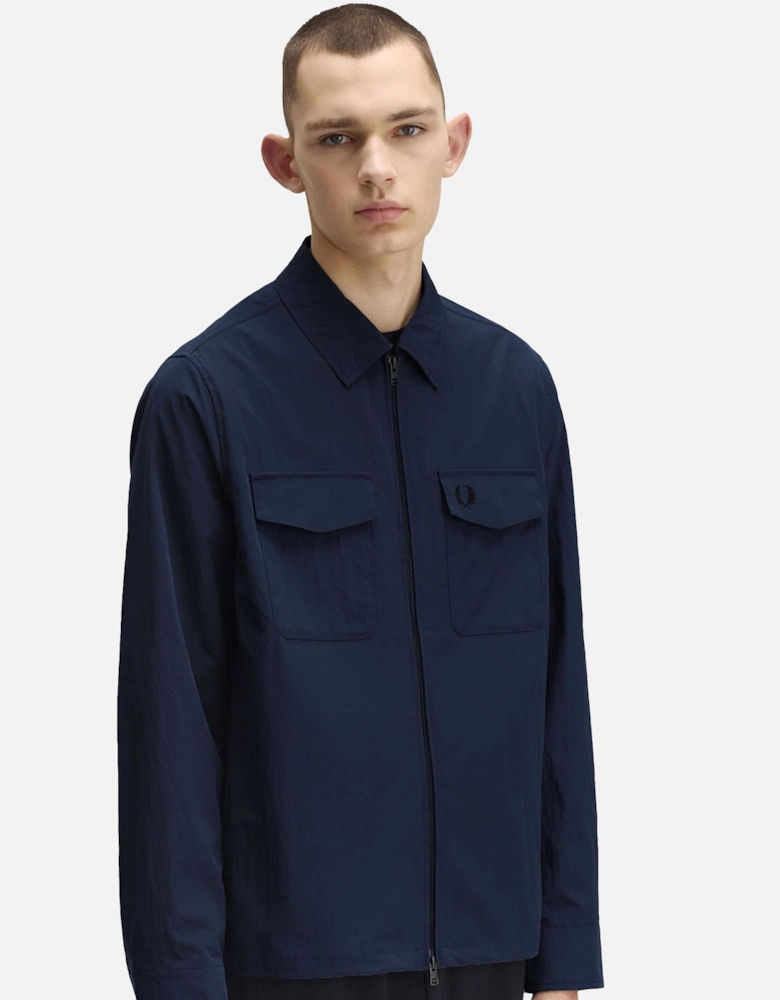 Textured Zip-Through Overshirt Dark Airforce