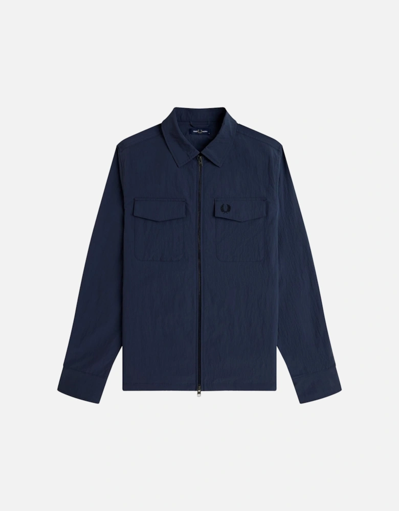 Textured Zip-Through Overshirt Dark Airforce
