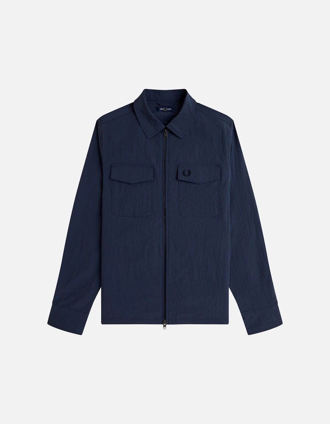 Men's Fred Perry Textured Zip-Through Overshirt Dark Airforce - Navy - Size: 44/Regular