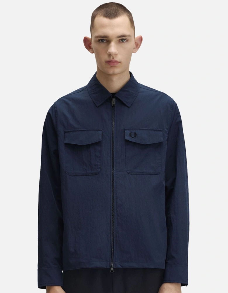 Textured Zip-Through Overshirt Dark Airforce