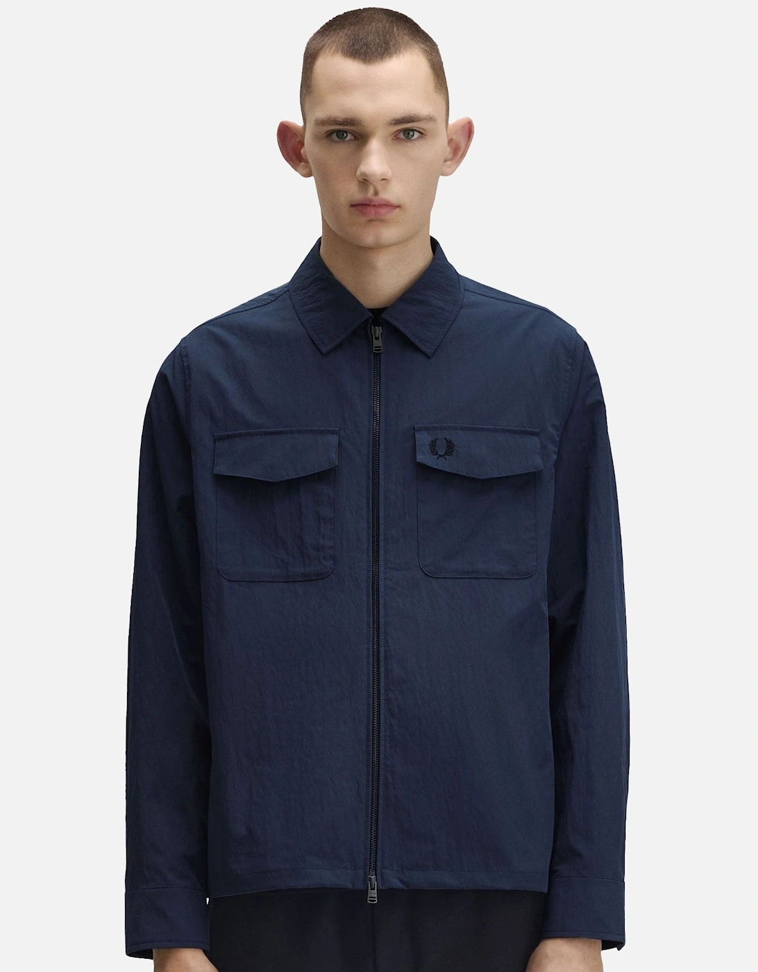 Textured Zip-Through Overshirt Dark Airforce