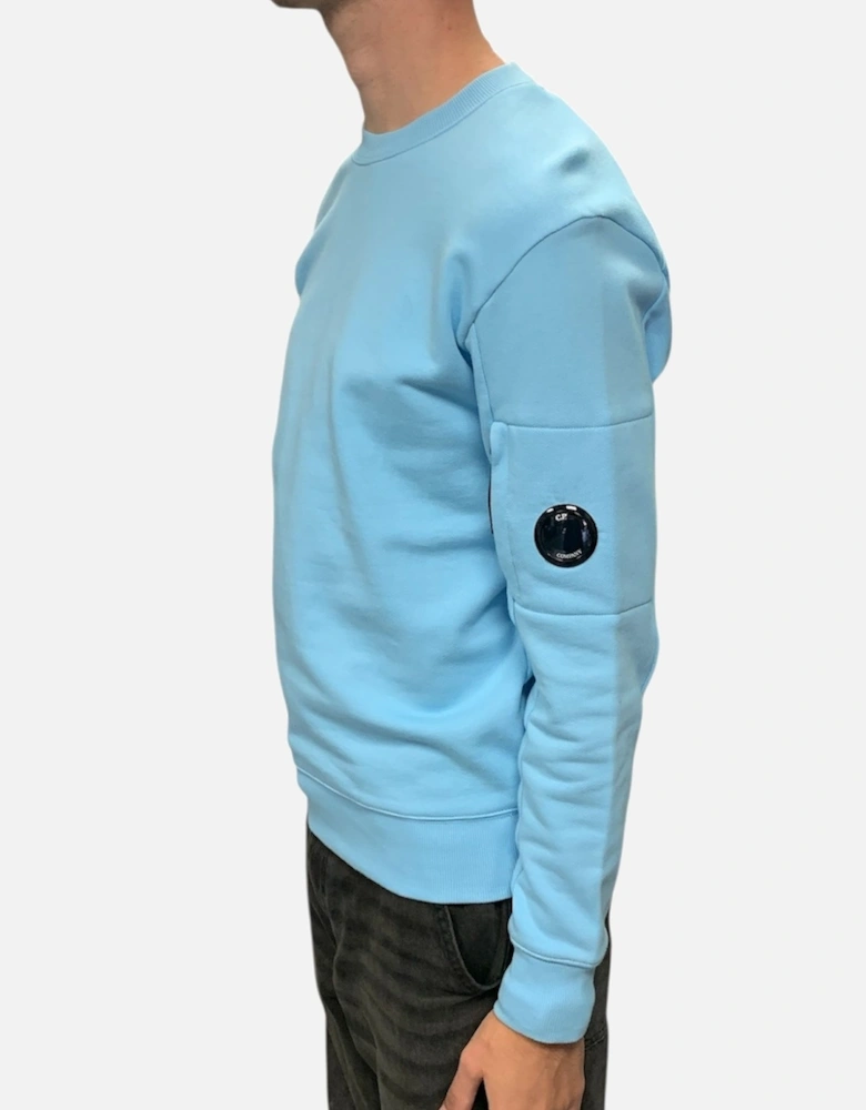 Diagonal Raised Fleece Lens Crew Sweatshirt - Sky Blue