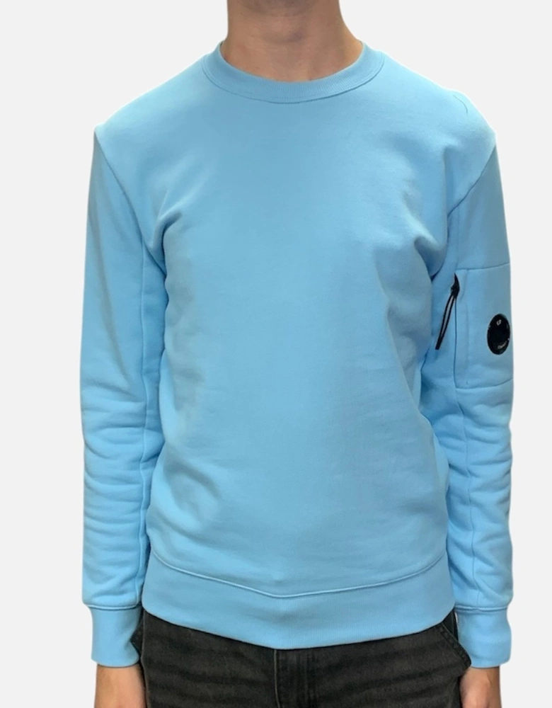 Diagonal Raised Fleece Lens Crew Sweatshirt - Sky Blue