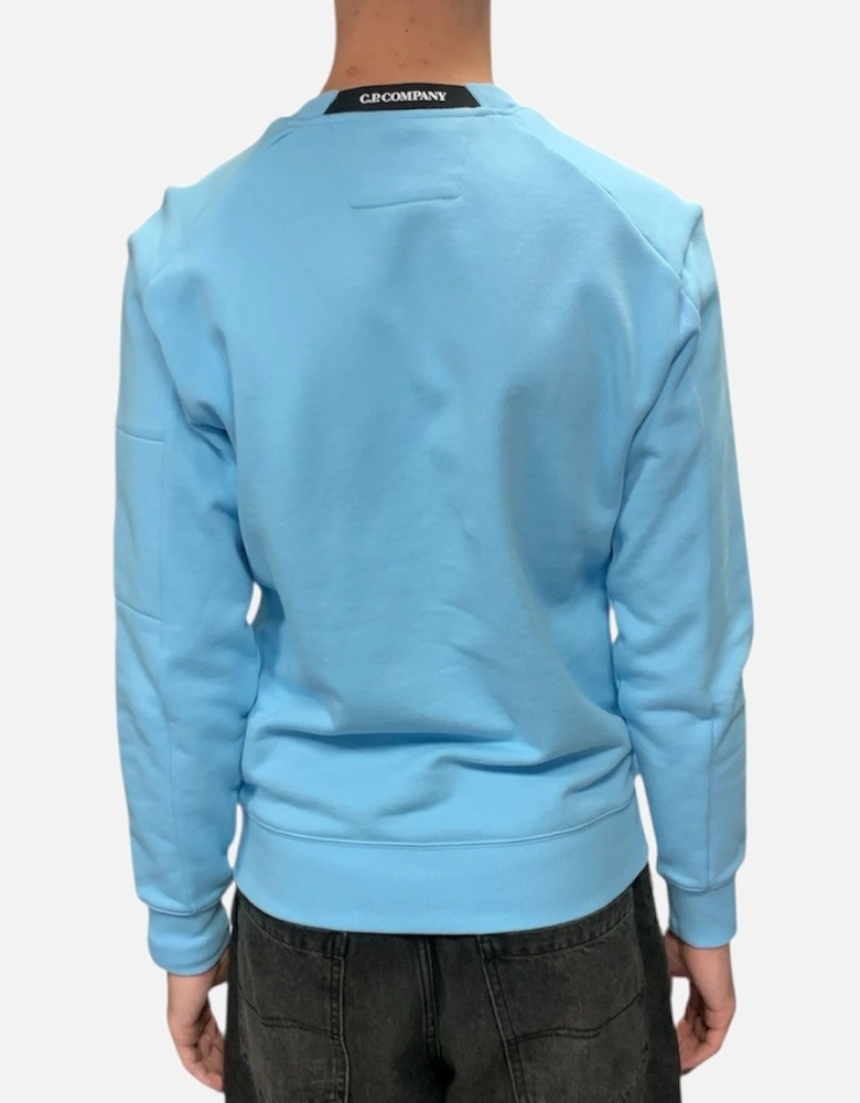 Diagonal Raised Fleece Lens Crew Sweatshirt - Sky Blue