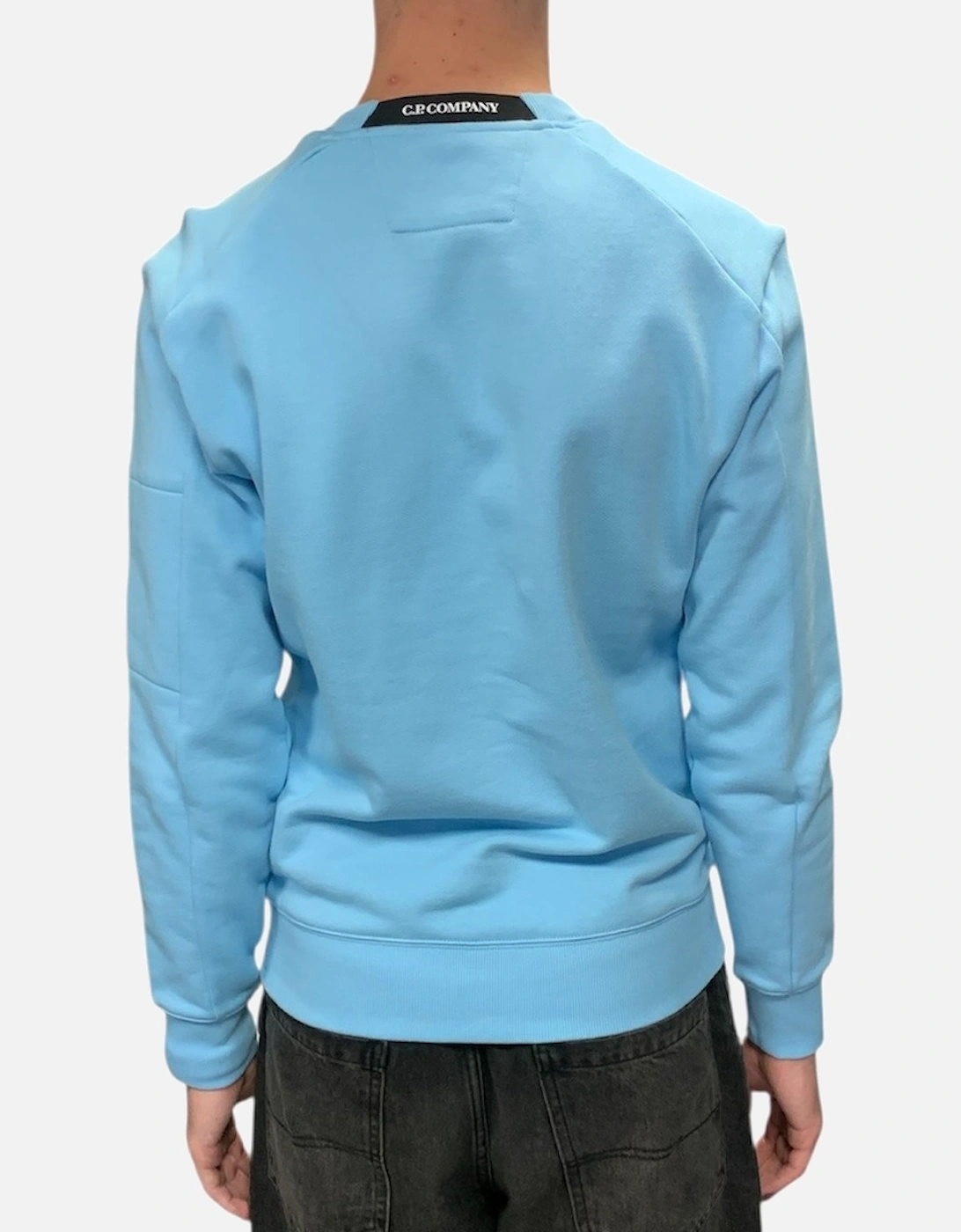 Diagonal Raised Fleece Lens Crew Sweatshirt - Sky Blue
