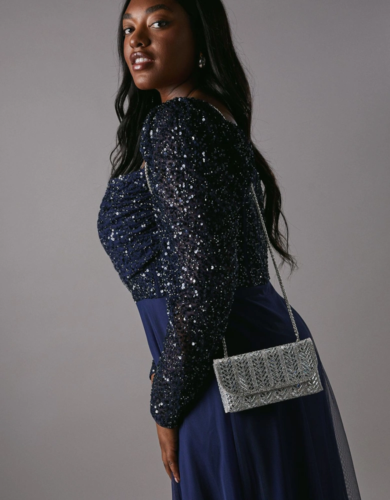 Brazil Diamante Detail Shoulder Bag With Chain Strap