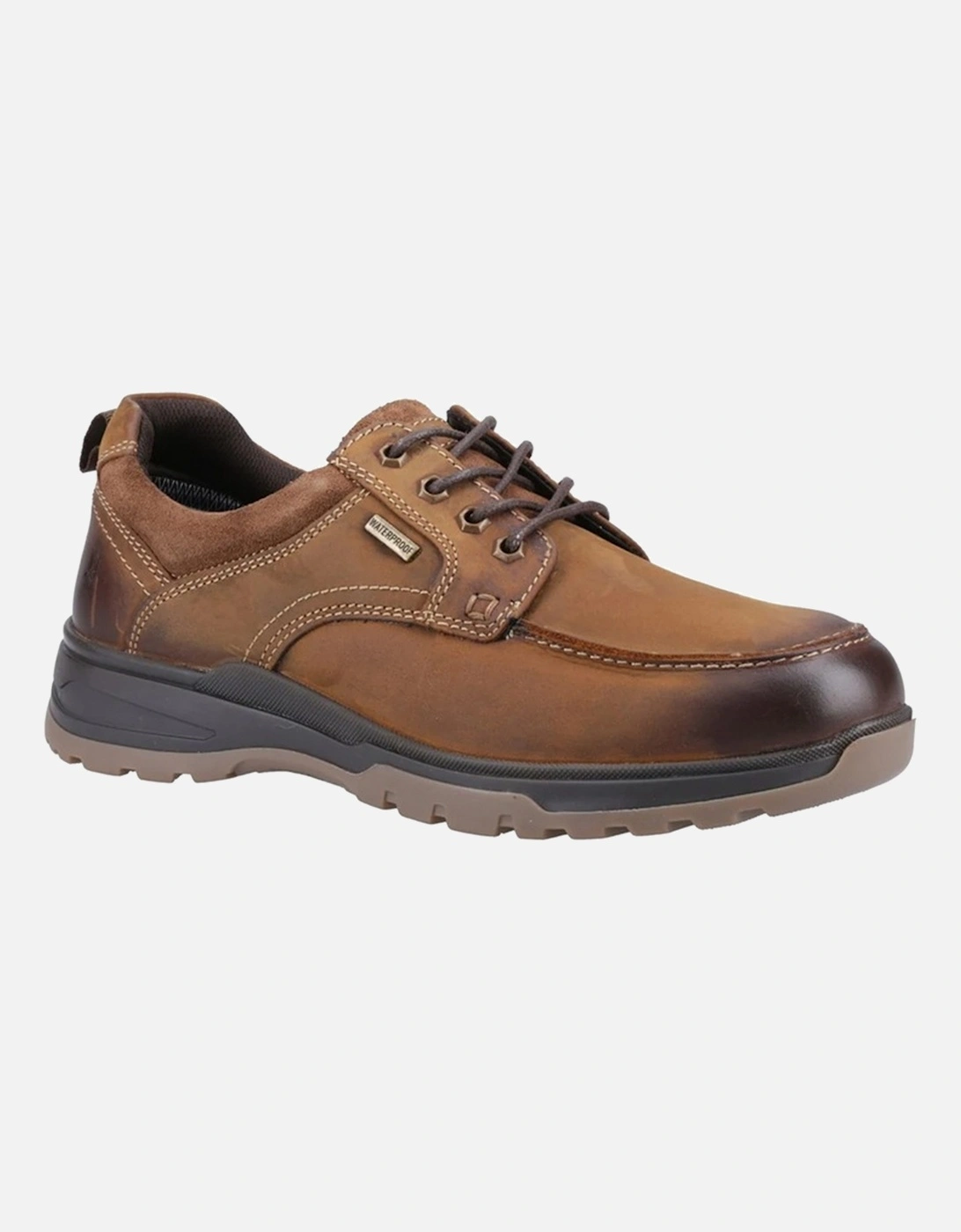 Mens Percy Leather Lace Up Trainers, 6 of 5