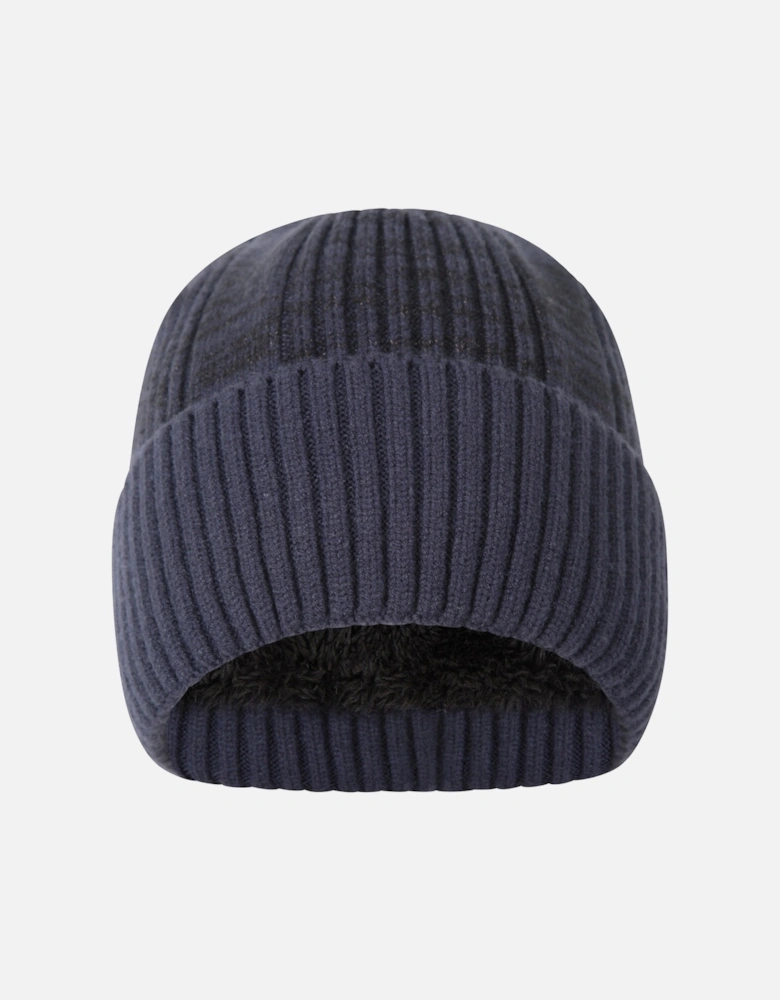 Mens Ribbed Faux Fur Lined Beanie