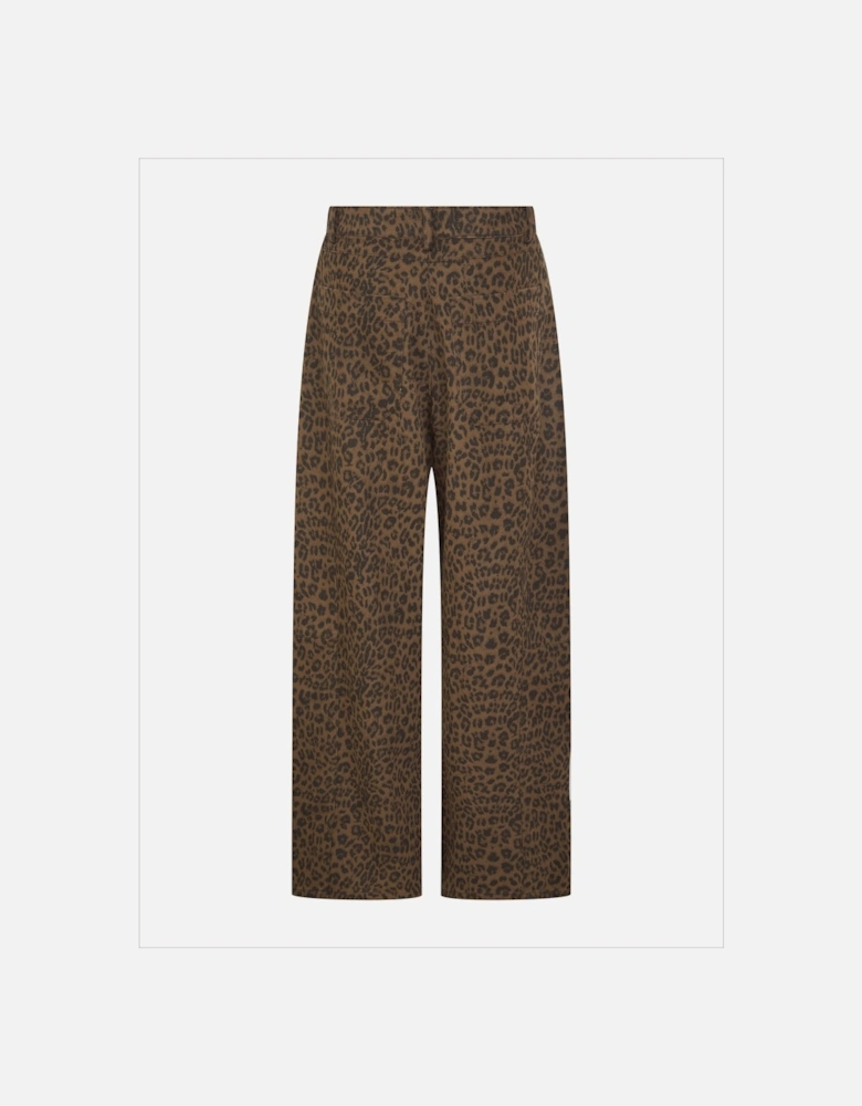 Ditta Leopard Barrel Leg Jeans in Chocolate