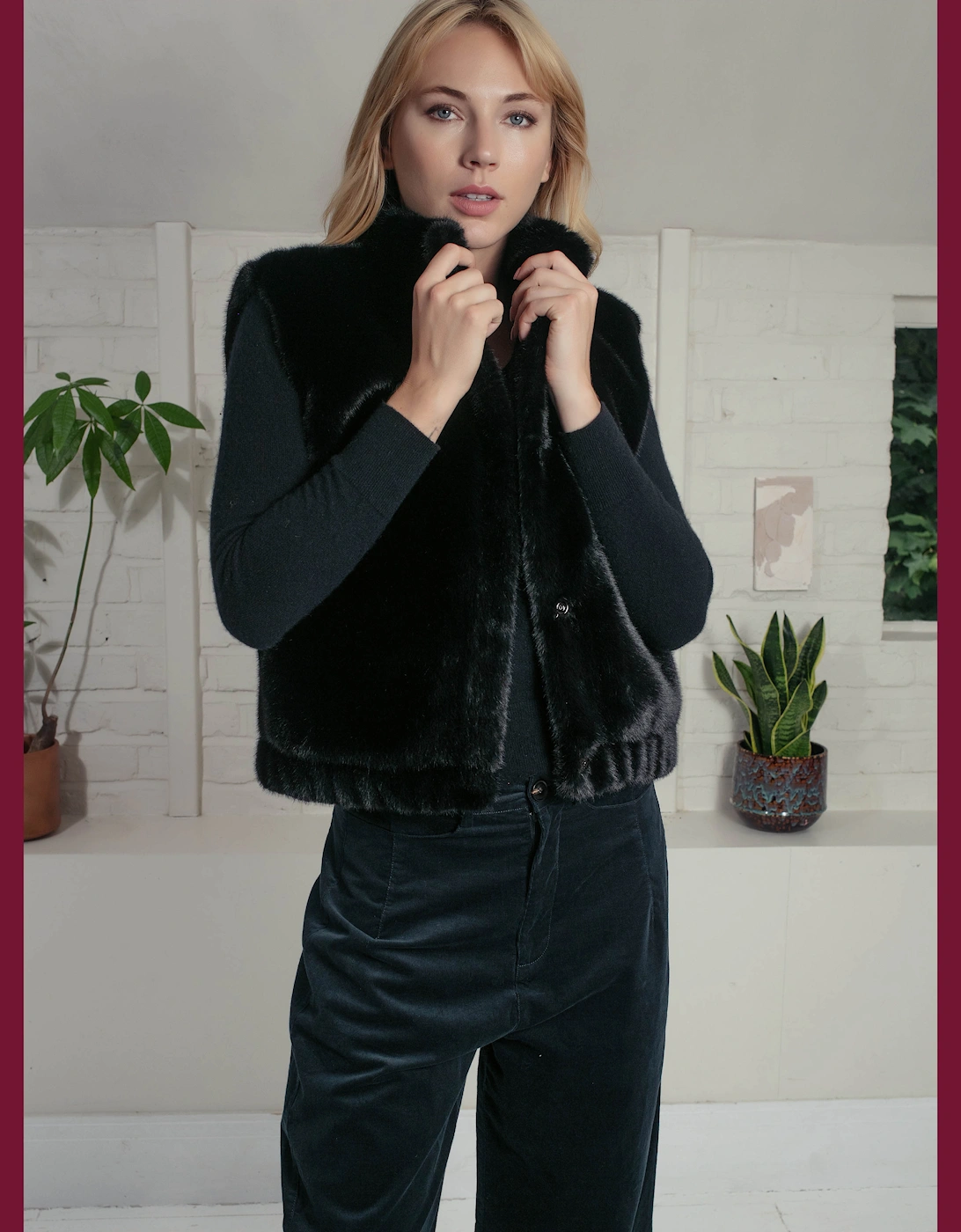 Isla Faux Fur Gilet in Black, 9 of 8