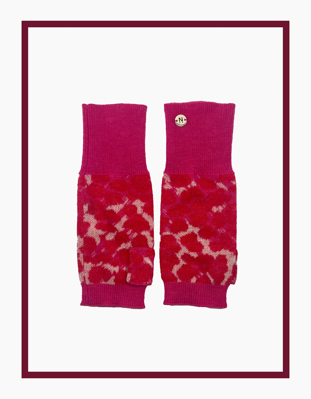 Nooki Design Women's Pink Mix Darcy Leopard Fingerless Gloves  One