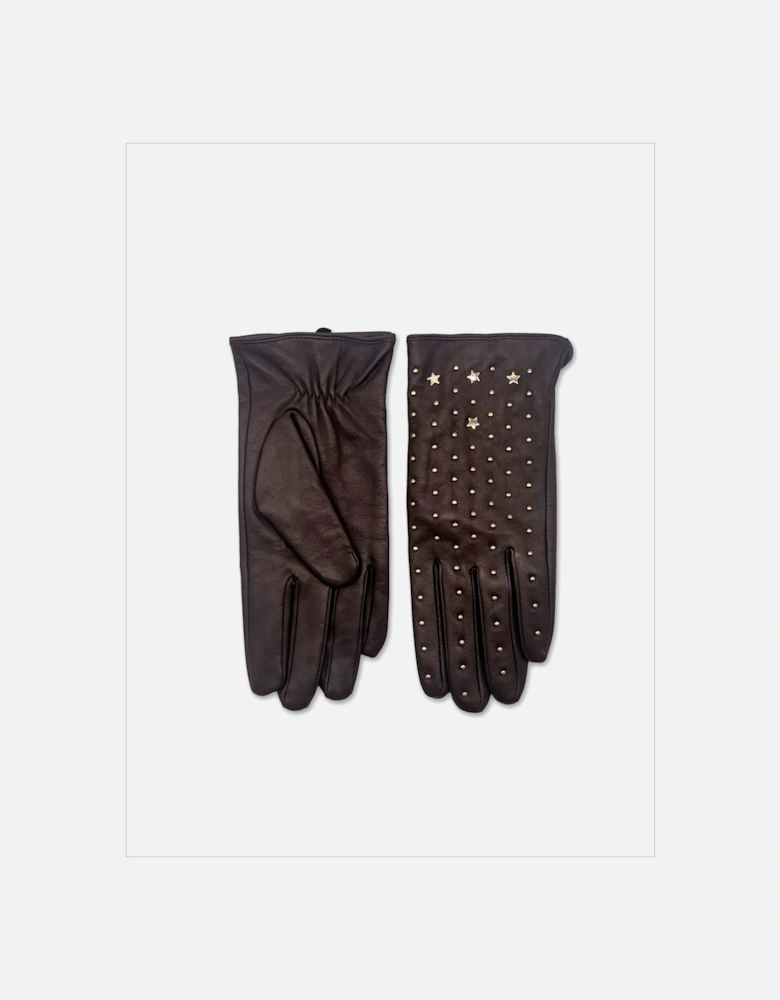 Tishan Studded Gloves in Chocolate