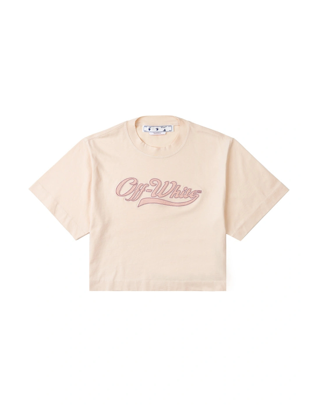 Embroidered Baseball Logo Crop Tee Beige, 5 of 4