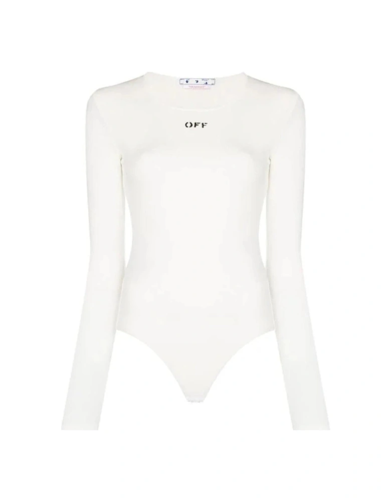 Off Stamp Ribbed L/S Body White