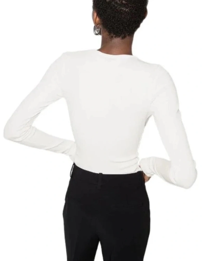 Off Stamp Ribbed L/S Body White