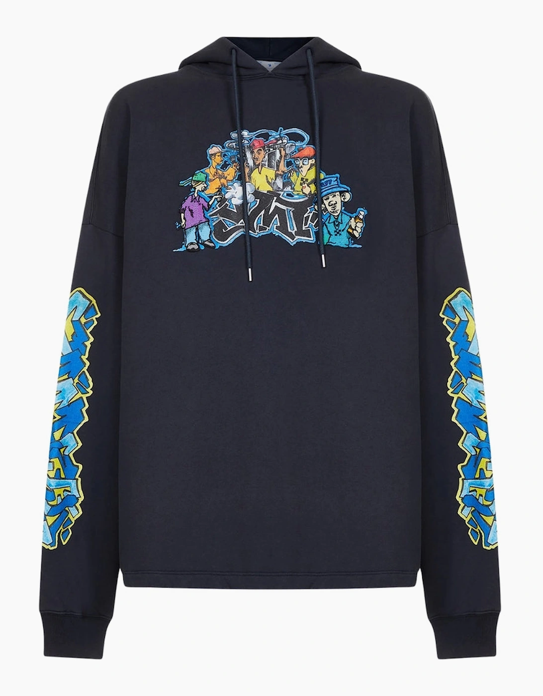 Men's Off-White Graff Pupp Long Skate Hoodie Outerspace - Black - Size: 38