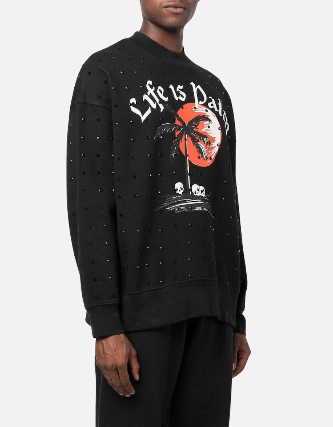 Gd Sunsetpalm Studded Crew Black