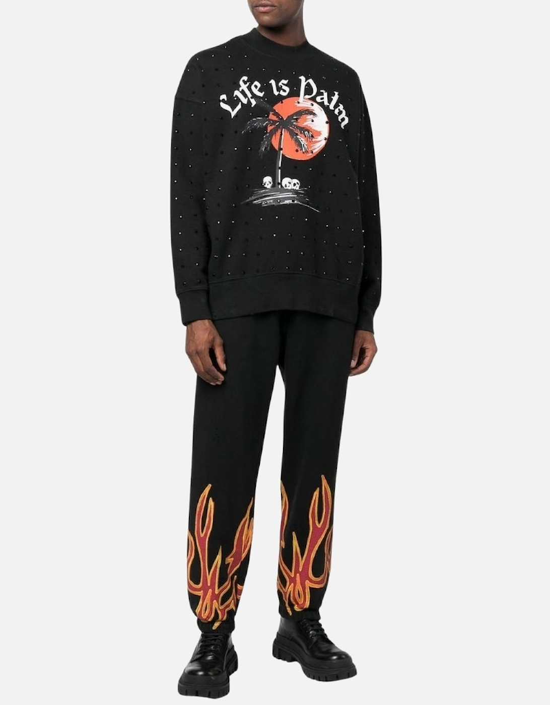 Gd Sunsetpalm Studded Crew Black