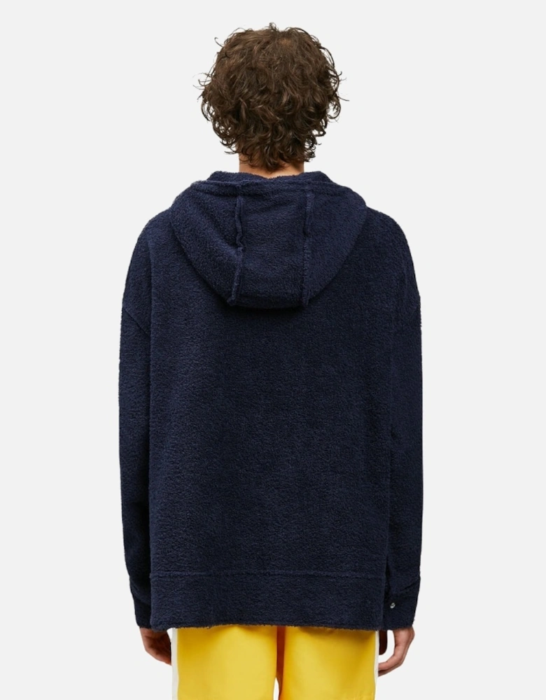 Coral Terry Hoodie Navy