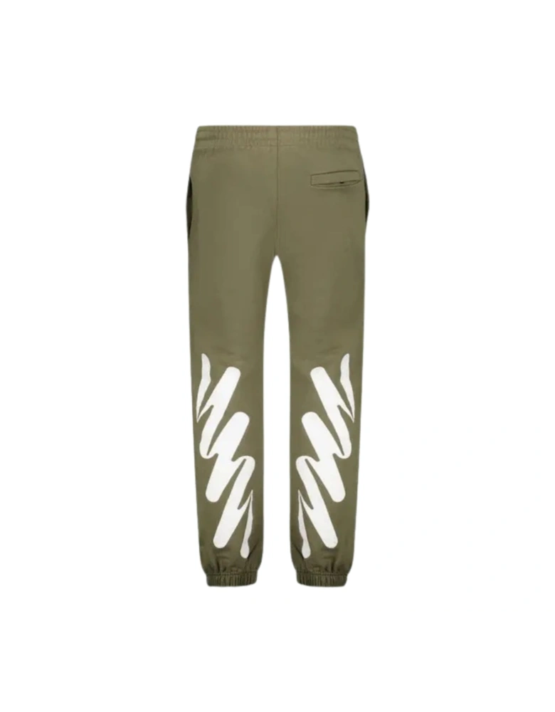 Wave Diag Slim Shorten Sweatpant Army Green