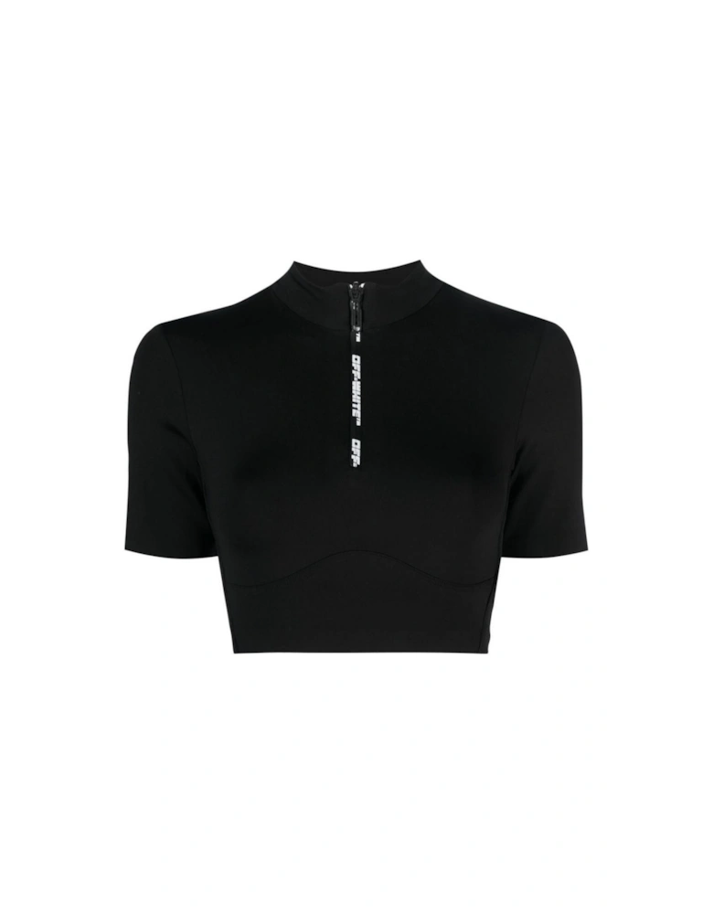 Zip Logo Crop Tee Black