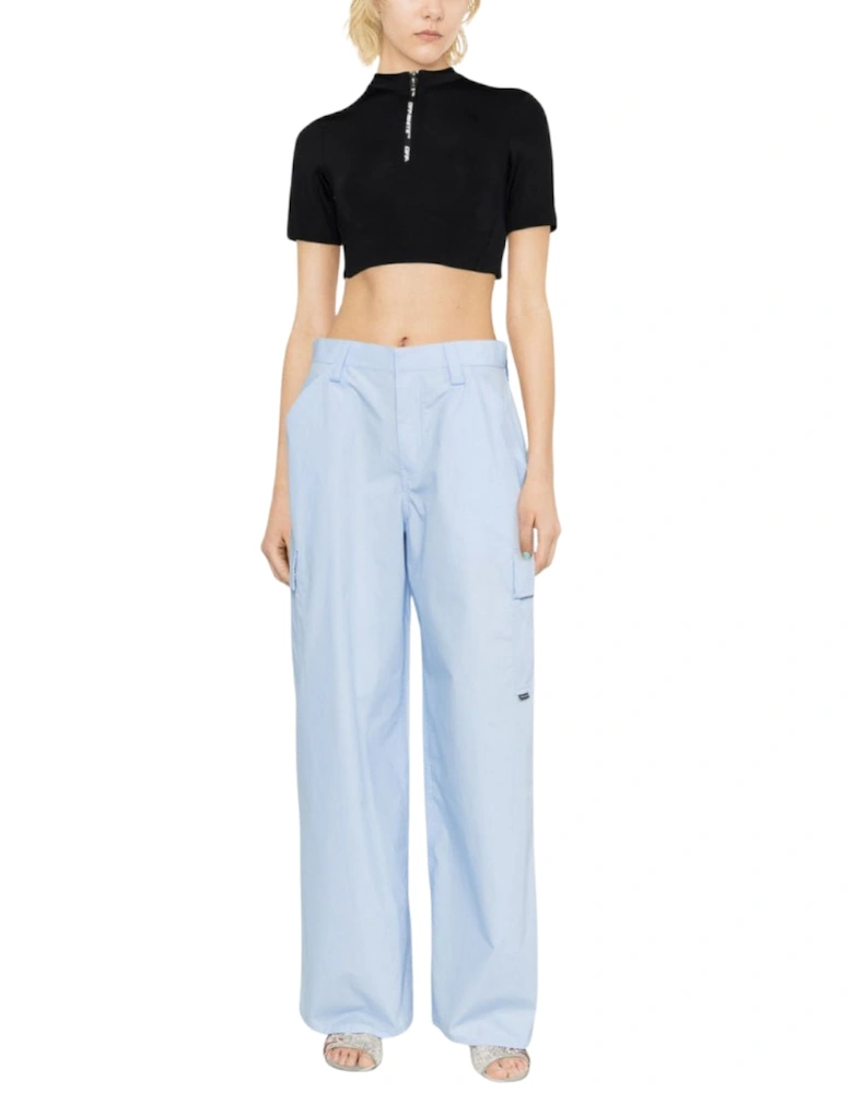 Zip Logo Crop Tee Black