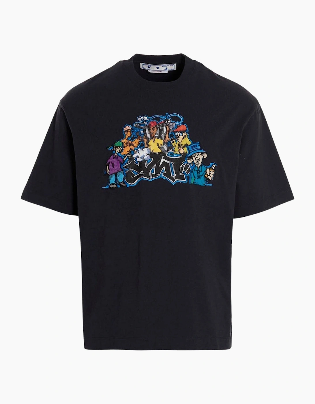 Off-White Unisex Black Graff Pupp Over Skate Short Sleeve Tee Outerspace - Size: L