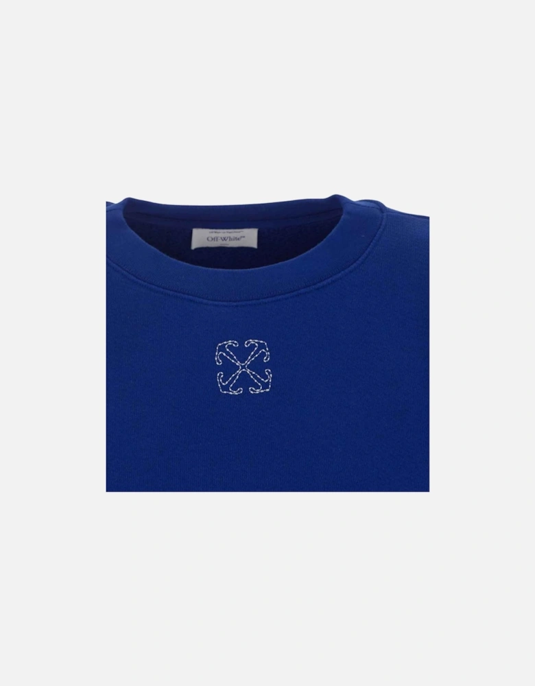 Embroidered Mini Arrow Cropped Crewneck Blue