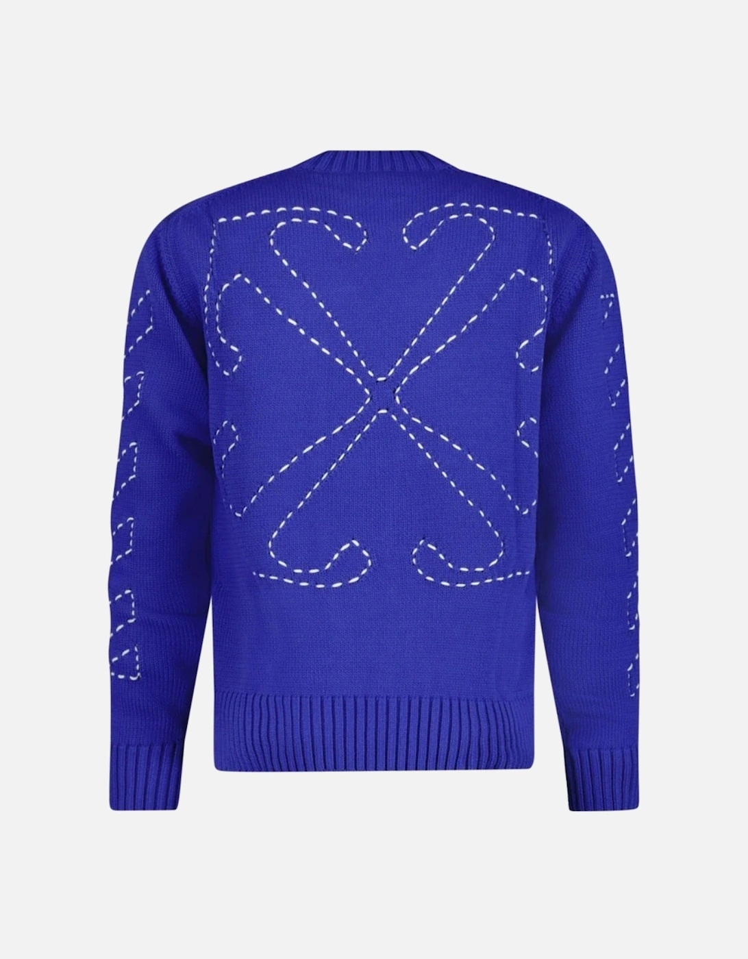 Stitch Diagonal Knit Crewneck Dark Blue