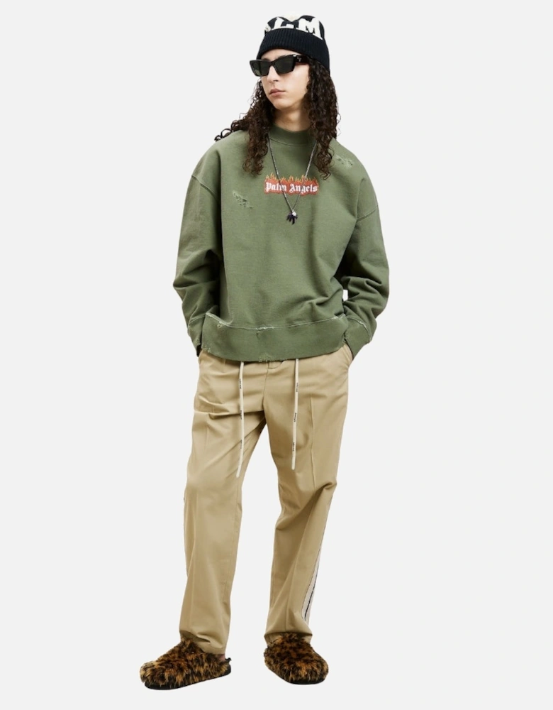 Burning Logo Crewneck Military