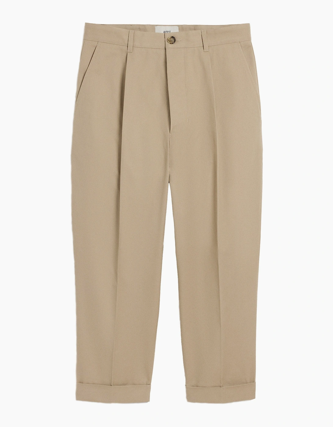 AMI Paris Men's Carrot Oversized Trousers Beige - Cream - Size: 35/34
