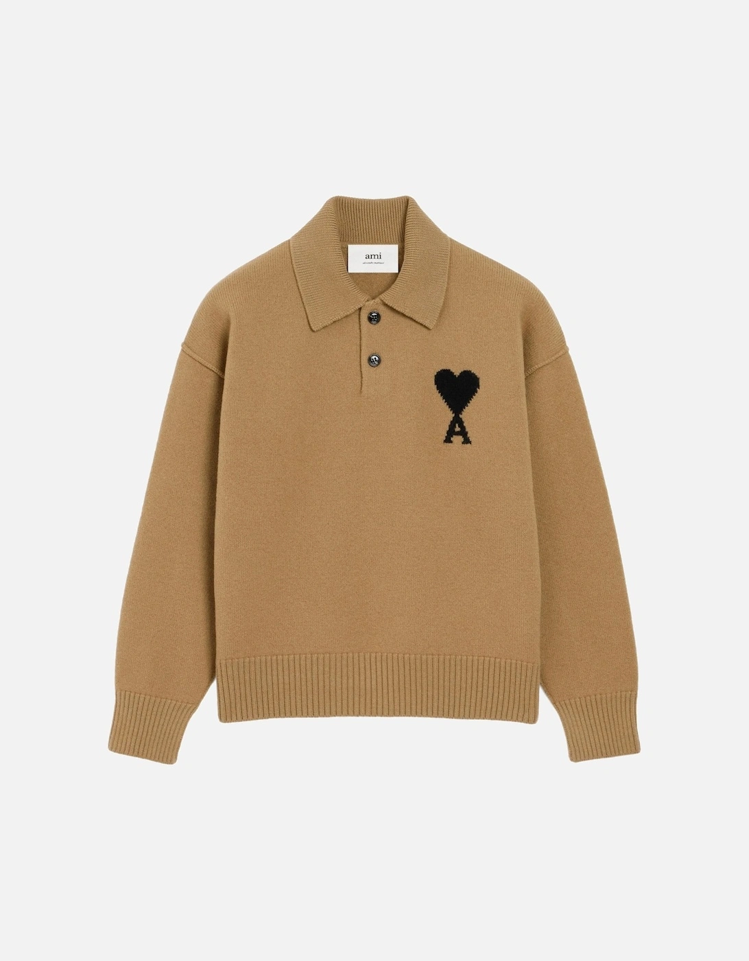 AMI Paris ADC Knitted Polo Tan - Brown - Size: 18/16/42