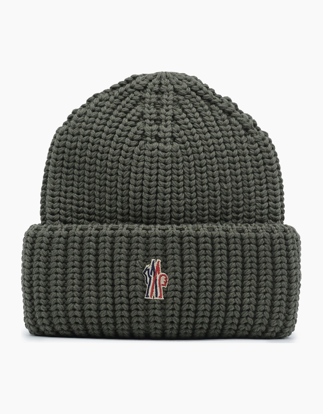 Moncler Knitted Fold Beanie Hat Green - Size: OS
