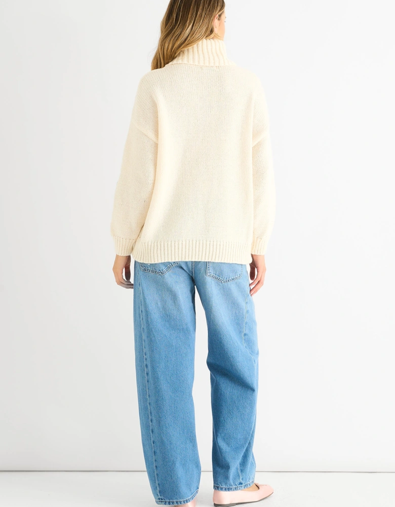 Cream Floral Applique Oversized Jumper